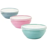 2friends Schüssel mit Deckel 1l, 3er Rührschüssel set, Salatschüssel