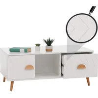 MCW Couchtisch MCW-N89, Beistelltisch Sofatisch, Schubladen Türen Fächer Fischgrätenmuster