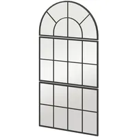 Homcom Wandspiegel dreiteilig, bogenförmiger Spiegel mit Metallrahmen, dekorative Fensterspiegel,