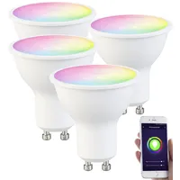 Luminea Home Control 4er-Set WLAN-LED-Spots, GU10, RGB-CCT 4,5 Watt,