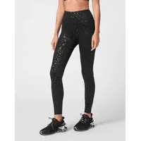 Plein Sport Damen, Tight LEOPARD, schwarz XXL