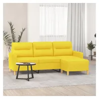 VidaXL 3-Sitzer-Sofa mit Hocker Hellgelb 180 cm Stoff