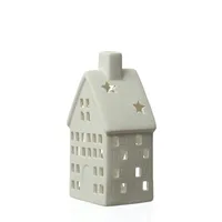 MARELIDA Teelichthalter Haus Porzellan Windlicht Lichterhaus Teelichthaus weiß