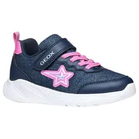GEOX J SPRINTYE Girl A Sneaker, Navy/Fuchsia, 33 EU