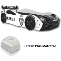 Aileenstore Autobett "Police" Spielbett für Kinder 90x200 inkl. Lattenrost
