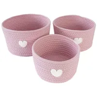 Intirilife Aufbewahrungskorb Set Organizer in Rosa Textil, 24x14x24 cm,
