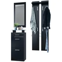 Vladon Garderobe, Schwarz, Holzwerkstoff, 140x200x23 cm, Garderobe, Garderoben-Sets &