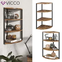 Vicco Eckregal Standregal Raumteiler Fyrk 3 Ebenen Medienregal Antikholz-Optik