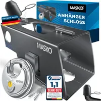 Masko MASKO® Anhängerschloss Diebstahlschutz Wohnwagen Kastenschloss inkl. Diskusschloss &