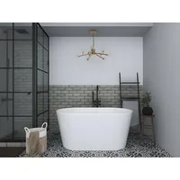 Vente-unique Feistehende Badewanne oval - Acryl - 180 L