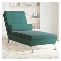 VidaXL Massage-Chaiselongue mit Nackenrolle Dunkelgrün Samt
