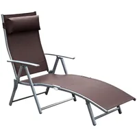 Outsunny Sonnenliege Klappbar mit Kissen Metall Stoff Braun
