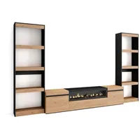 SKRAUT HOME Wohnzimmer-TV-Schrank, Wohnwand-System, 320x35x186cm, Für TV-Geräte bis 80“,