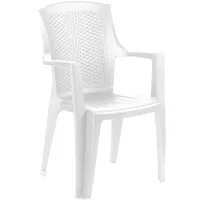 Mojawo - Stapelstuhl Bistrostuhl Kunststoff Eden Rattan-Optik Weiß