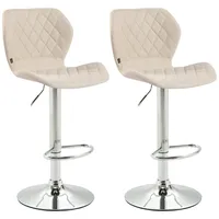 CLP 2er Set Barhocker Cork Stoff creme/chrom