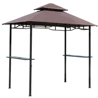 Outsunny Grillpavillon Gartenzelt Grill Pavillon Doppeldach Kaffeebraun
