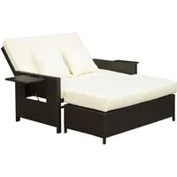 Outsunny Polyrattan Lounge-Sofa Gartensofa 2-Sitzer mit Kissen Braun