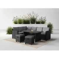 Konifera Gartenlounge-Set »Georgia«, Schwarz, Polyester, Polyrattan), inkl. Auflagen, schwarz