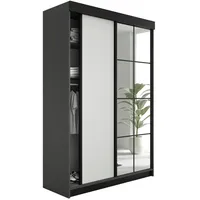 Kier furniture Schiebetürenschrank, Graphit, Weiß, Holzwerkstoff, 138x205x59 cm, Schlafzimmer