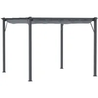 Outsunny Pavillon Terrassenüberdachung mit Schiebedach Garten Alu Kohlegrau+Dunkelgrau