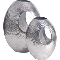 FineBuy FineBuy, Vase 2er Set Aluminium Silber (2 x)