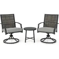 Costway Balkonset 3-tlg. Braun/Schwarz/Grau