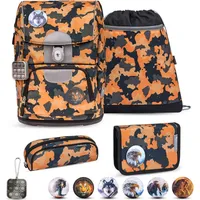 Belmil Motion ergonomisches Schulranzenset 5tlg. | Orange Camouflage