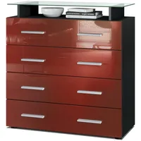 Vladon Kommode, Bordeaux, Holzwerkstoff, 76x81x35 cm, Wohnzimmer, Kommoden &