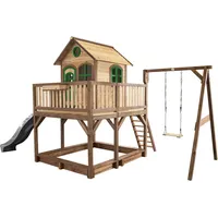 Axi Ambia Garden Spielturm, Braun, Grau, Grün, Holz, Kunststoff,