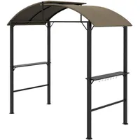 Outsunny Grillpavillon mit Haken, Grillüberdachung Wetterfester Gartenpavillon mit Polyesterdach,