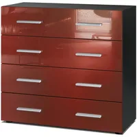 Vladon Kommode Pavos V1 (Kommode, mit 4 Schubladen), Schwarz