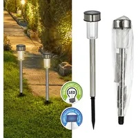 Cepewa 56162 - LED Solar Gartenstecker silber, warmweiß 36cm