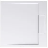 Doporro Duschtasse Duschwanne 90x90x4 flach Mineralguss in Weiß DIN-Anschlüsse