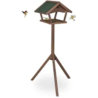 Relaxdays Vogelfutterhaus mit Standfuß, Holz Futterhaus für Wildvögel, HBT: