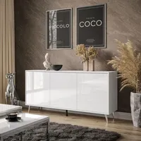 Lookway Kommode SANAYI III Anrichte in Weiß Hochglanz mit