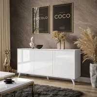 Lookway Kommode SANAYI III Anrichte in Weiß Hochglanz mit