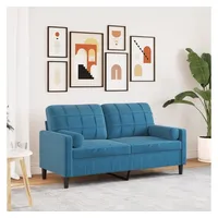 VidaXL 2-Sitzer-Sofa mit Zierkissen Blau 140 cm Samt
