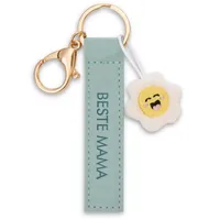 NICI Schlüsselanhänger Beste Mama Kunstlederband türkis 10cm mit Blume