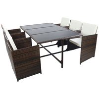 VCM 9-tlg Gartenmöbel Set Sitzgruppe Essgruppe 1xTisch, 6x Stühle,