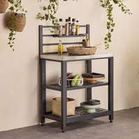 Sweeek Outdoor-Küchenregal aus Stahl 2 Ablagen L80 cm
