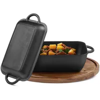 Navaris Dutch Oven rechteckig 3,8 l Gusseisen Schwarz