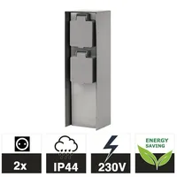 Grafner Grafner® Edelstahl Steckdosensäule mit 2 Außensteckdosen Gartensteckdose Energiesäule