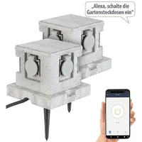 Royal Gardineer 4-fach-WLAN-Garten-Steckd., App, Sprachbef., 16 A, 3.680 W,