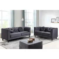 Vente-unique Couchgarnitur 3+2 - Samt - Anthrazit - TURNER