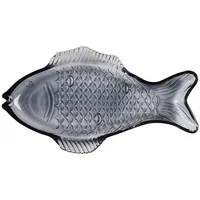 Ib laursen Servierplatte FISCH Blau Glas, 28x15 cm