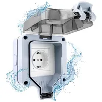 POPPSTAR Steckdose IP66, Aufputz, 1-fach, grau, Feuchtraum, waagerecht