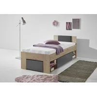RELITA Stauraumbett 90x200cm m. Rolllattenrost, 2 Schubladen, Nako auf