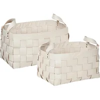Beliani Aufbewahrungskorb 2er Set Sippar Kunstleder Beige