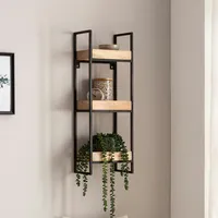 FineBuy Wandregal FineBuy Hängeregal 27x77x18 cm Massivholz Metall Regal