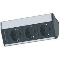 EVOline - Eck-Steckdose dockcuisine Aluminium-Optik 3-fach Unterbausteckdose